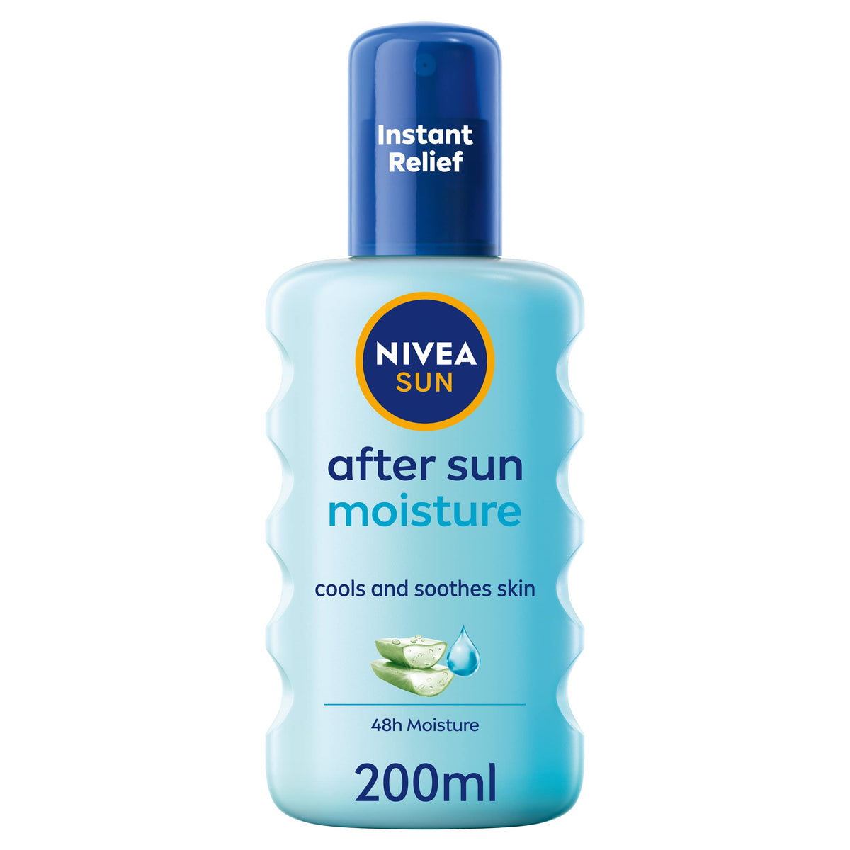 NIVEA SUN After Sun Moisture Spray (200 ml), 48H Moisturising Spray with Organic Hyaluron and Aloe Vera to Soothe, Soften and Relieve Signs of Sun-Stressed Skin