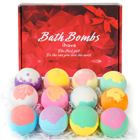 iHave Bath Bombs for Kids and Women, 12 Natural Handmade Bath Bomb Gift Set, Bubble Bath Bombs - Perfect Self Care Relaxing Spa Gifts for Women