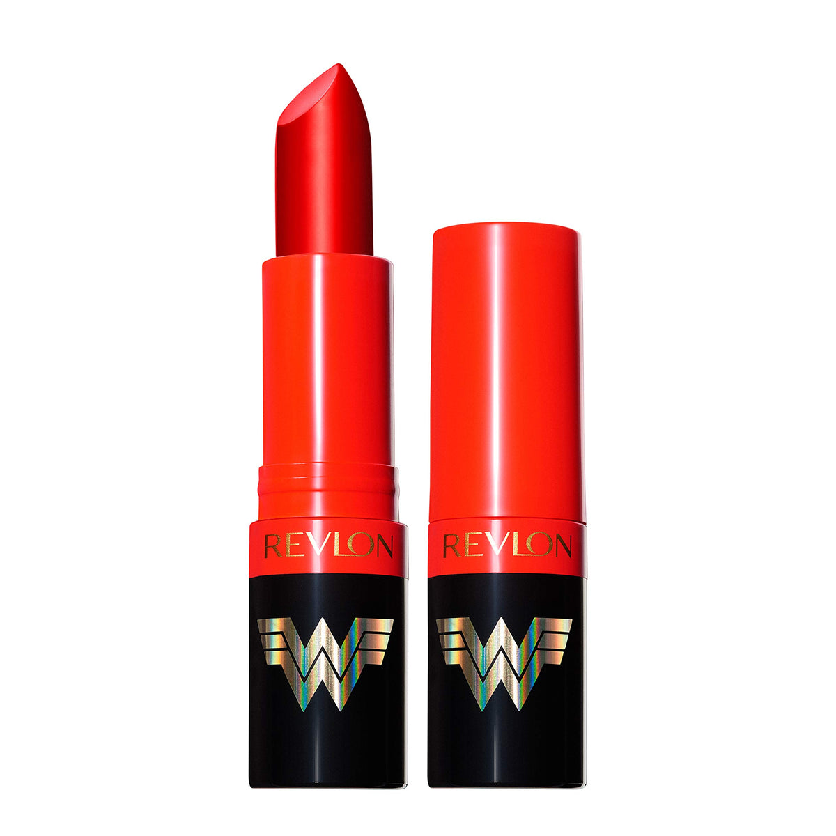 Revlon x WW84 Wonder Woman Super Lustrous Lipstick with Vitamin E and Avocado Oil, Matte Lipstick in Red, 002 Super Heroine