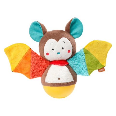 Fehn 067668 Roly-Poly Bat - Funny Toy to Grab, Feel and Nudge - for Babies and Toddlers from Newborns Upwards - Size : 20 cm