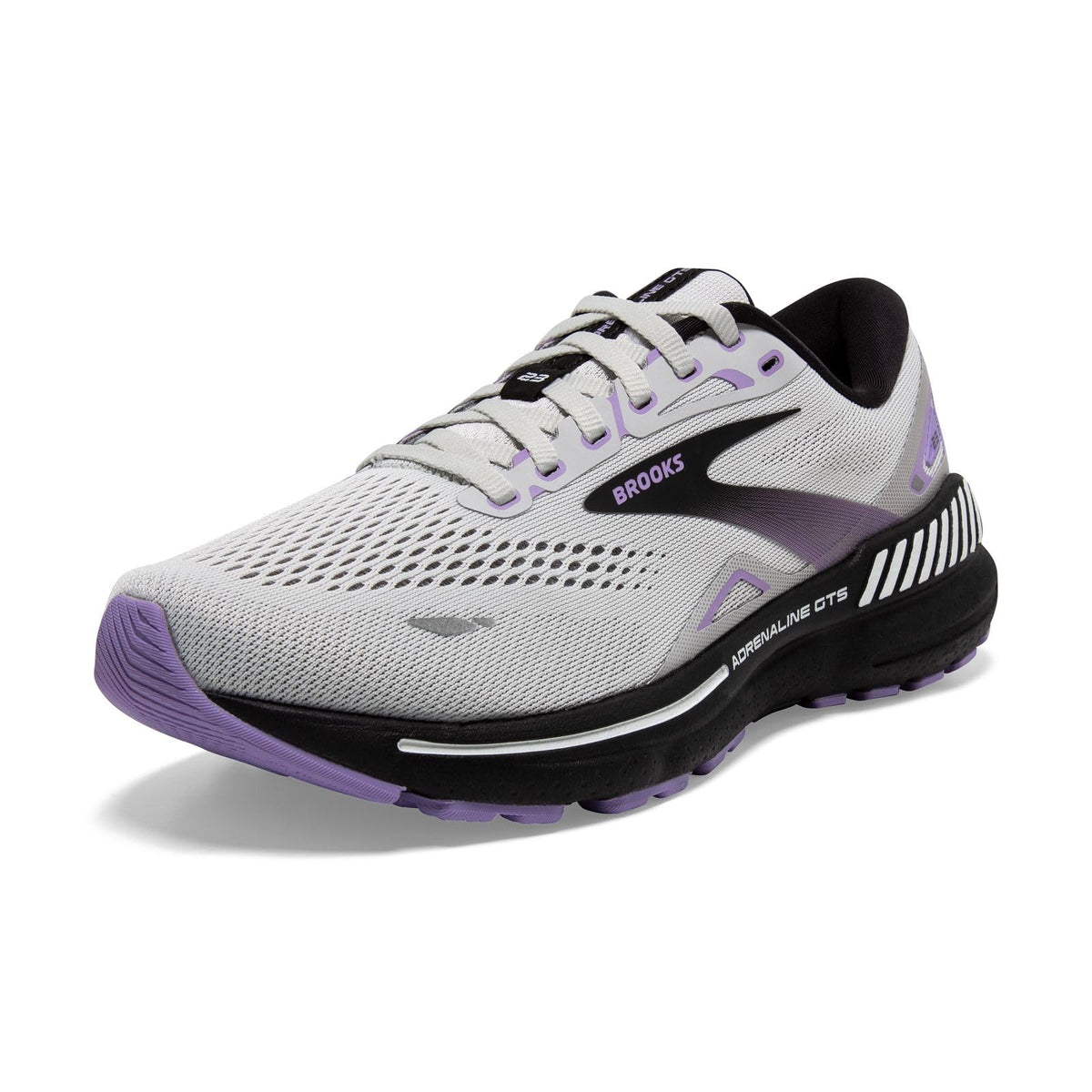 Brooks Womenâ€™s Adrenaline GTS 23 Supportive Running Shoe - Grey/Black/Purple - 6 Wide