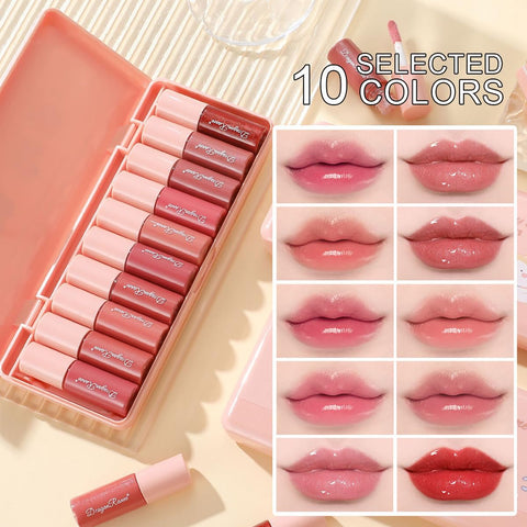 10 Colors Liquid Tint Stain,Korean Natural Moisturizing Lip Gloss, Long-Lasting&Non-Stick Cup,Multi-Use Lip and Cheek Tint Stain