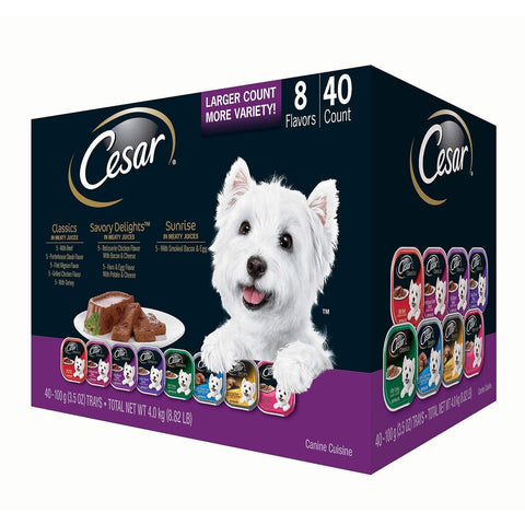 Cesar Canine Cuisine Wet Dog Food, 8 Flavor Variety Pack Classic Loaf in Sauce (3.5 Ounce ., 40 ct.), 140 Ounce