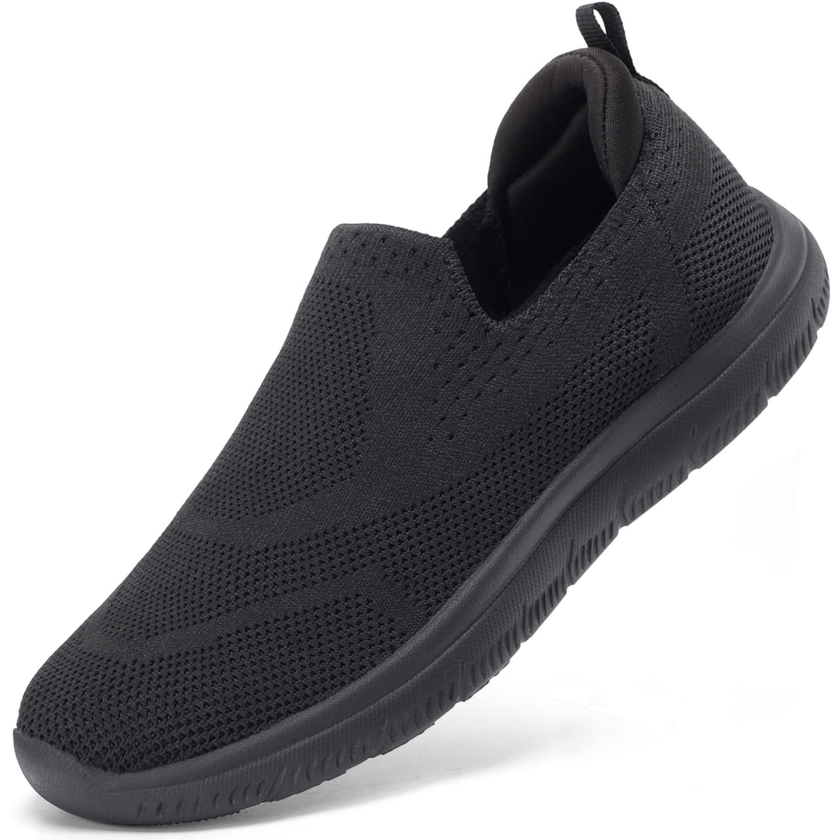 STQ Slip On Shoes for Women Athletic Mesh Walking Sneakers Lightweight Breathable Comfortable All Black US 8