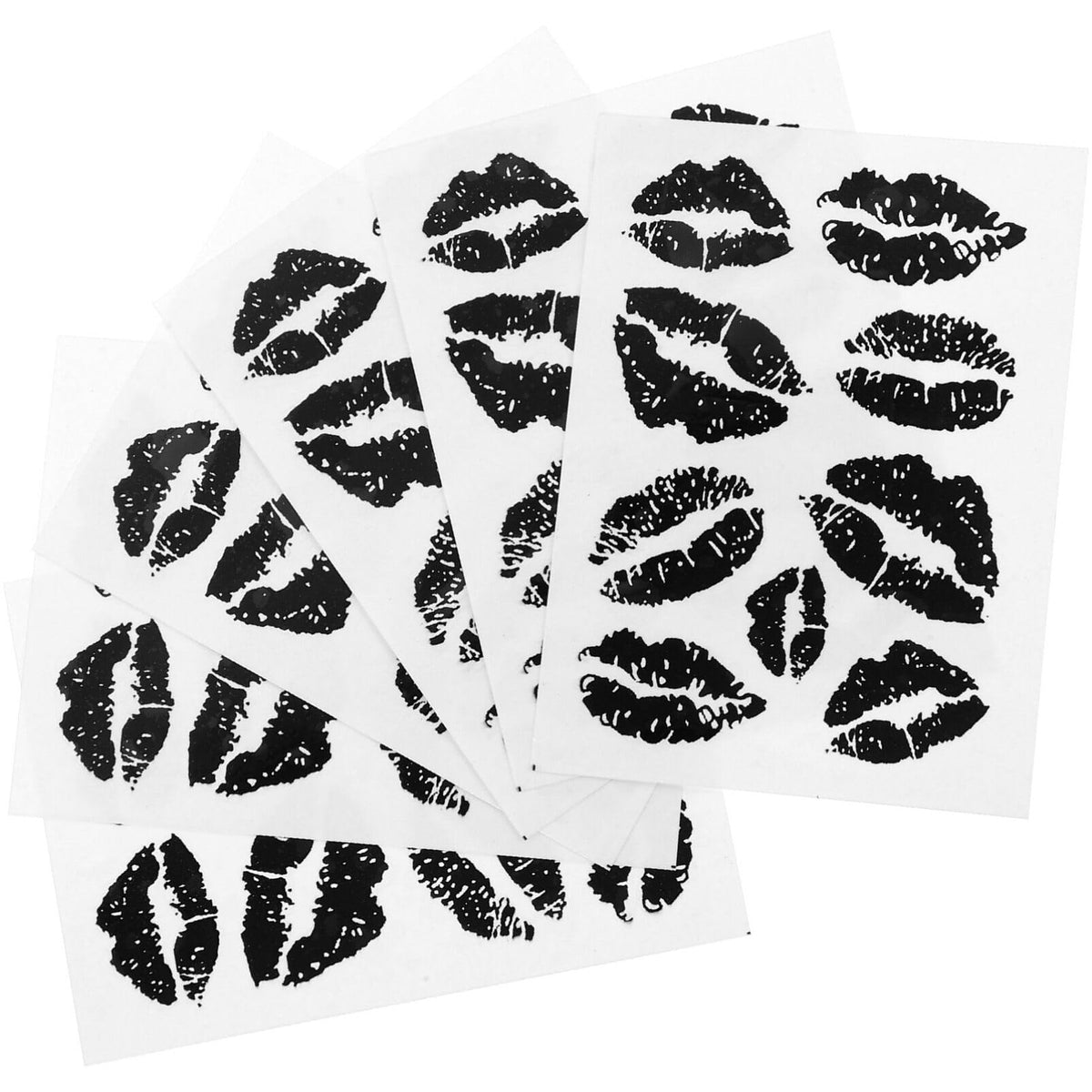 6 Sheets Lip Prints Stickers Waterproof Kiss Fake Valentines Lip Self-adhesive Fake Black Lips Stickers