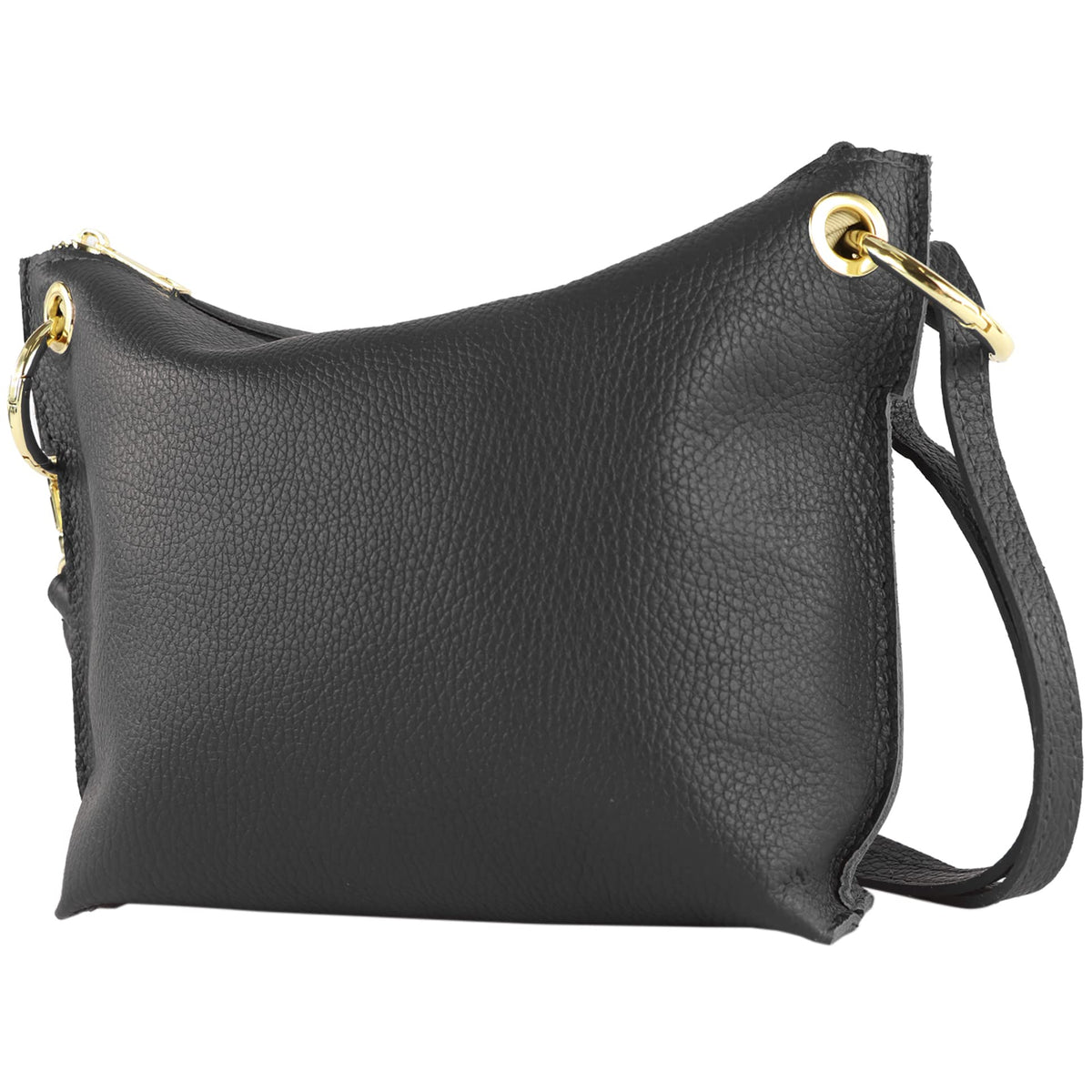 modamoda de - T243 - Italian shoulder bag small made of leather, color: black