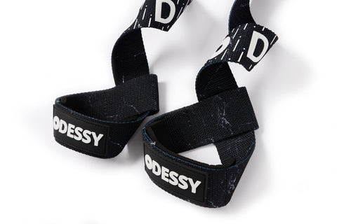 ODESSY Padded Lifting Straps - Wrist Straps for Weightlifting (Black Marble)