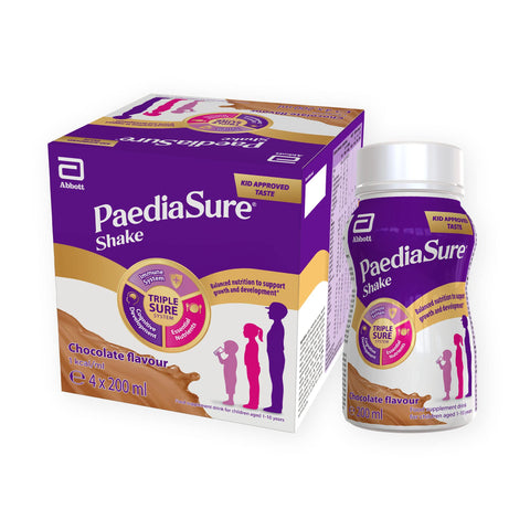 PaediaSure Shake Ready-To-Drink Bottles, 4 x 200ml, Chocolate Flavour, Supplement for Kids with 26 Vitamins and Minerals, Vitamin D, Iron and Protein, Supports KidsÃƒÆ’Ã‚Â¢ÃƒÂ¢Ã¢â‚¬Å¡Ã‚Â¬ÃƒÂ¢Ã¢â‚¬Å¾Ã‚Â¢ Healthy Growth and Immunity