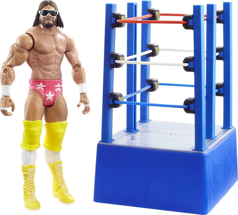 WWE Wrestlemania Moments Macho Man Randy Savage 6 inch Action Figure Ring Cart with Rolling WheelsCollectible Gift for WWE Fans Ages 6 Years Old and Up