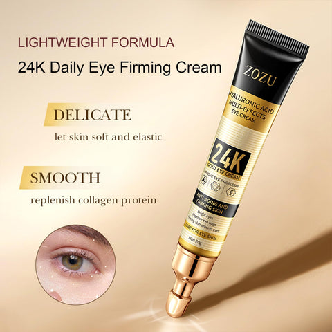 ISHERBIN 24K Under Eye Cream for Dark Circles and Puffiness, Korean 24K Hydrating Eye Cream with Hyaluronic Acid, Anti Aging Eye Cream for Wrinkles, Fight Eye Bags Fine Lines for Women and Men