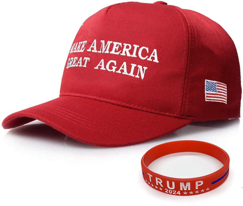 MAGA Trump Hat, Donald Trump Cap, Keep American Great Trump 2020 Hat with Wristband (MAGA-Red)(Size:L)