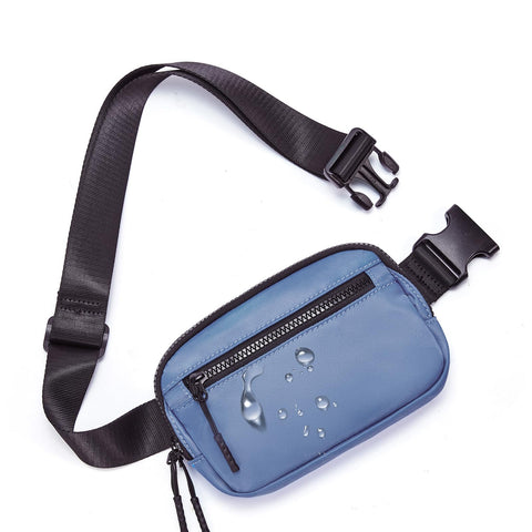 WESTBRONCO Fanny Packs for Women Men, Belt Bag with 4 Zipper Pockets, Fashion Waist Packs, Lightweight Crossbody Bags with Adjustable Strap for Workout/Running/Hiking, A-Blue, 7.8'' x 5.5'' x 1.5'',