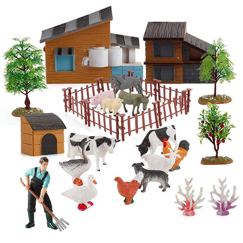 SIENON 12Pcs Realistic Mini Farm Animal Figurines - Plastic Barn Playset, Cake Toppers, Educational Toys for Kids Toddlers