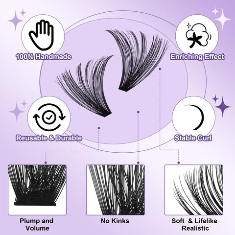 B&Q Lash Clusters 90D Individual Lashes 280PCS Eyelash Clusters Supersoft D Curl Cluster Eyelash Extensions 10-18 Mixed Eyelash Extension Wispy Volume Cluster Lashes DIY at Home (90D-D Curl-10-18MIX)