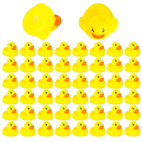 SULOLI 50PCS Mini Rubber Ducks Bath Toy Paddling Pool Game Summer Water Fun Toys for Kids