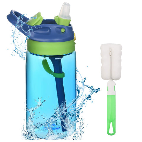 flintronic Sippy Cup, 480ML Kids Drink Bottle, Toddler Cup, Leak-Proof, Shatter-Proof, BPA-Free for Water, Milk, Juice (Brush Included)