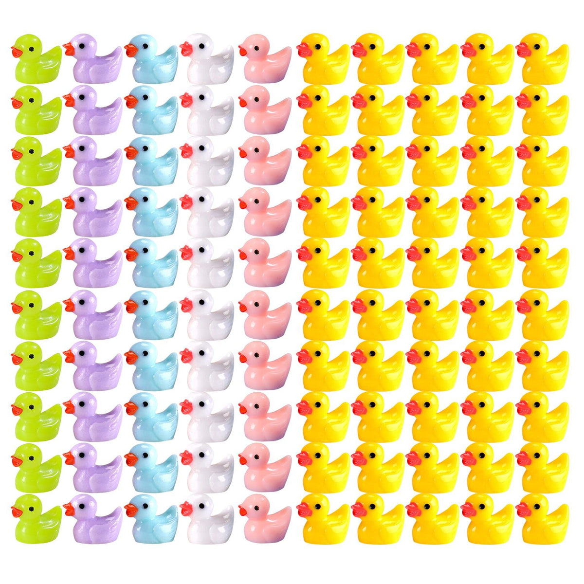 ceasnitis 100 Pack Mini Resin Ducks Figures, Cute Tiny Ducks Resin Miniatures Fairy Garden Aquarium Dollhouse Landscape Decorations Mini Stuff Figures for Home Decor