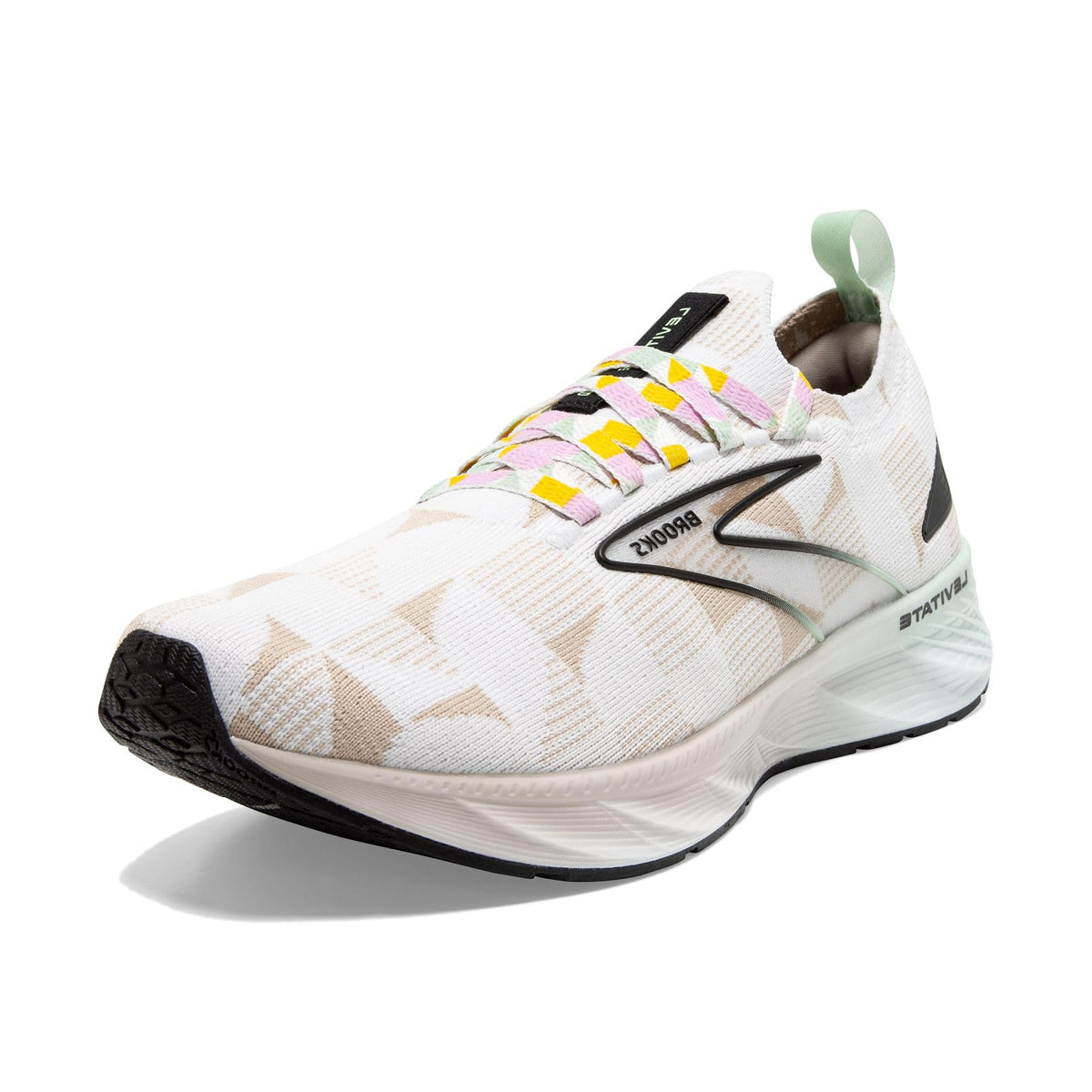 Brooks Menâ€™s Levitate Stealthfit 6 Neutral Running Shoe - White/Silver Lining/Green - 10 Medium