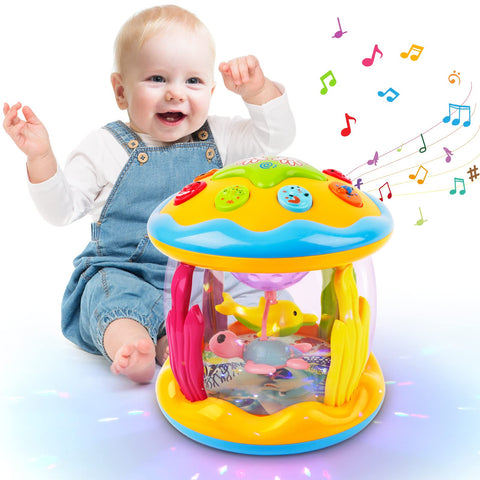 m zimoon Baby Toys 6 to 12 Months, Ocean Projector Light Up Toys with Music, Sensory Toys for 1 2 3 Year Old Boys Girls, Musical Toys 12-18 Months Crawling Learning Tummy Time Toys 1st Birthday Gifts