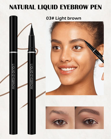 Eyebrow Pencil Light Brown, Brow Pencil with Ultra-Fine 0.01mm Brush-Tip, Multifunctional Liquid Eyeliner & Eyebrow Pen, Waterproof Sweat-Proof Long-lasting Quick Drying, with Brow Razor & Brush-03#