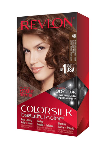 Revlon Colorsilk Beautiful Color, Medium Golden Chestnut Brown [46] 1 ea (Pack of 2)