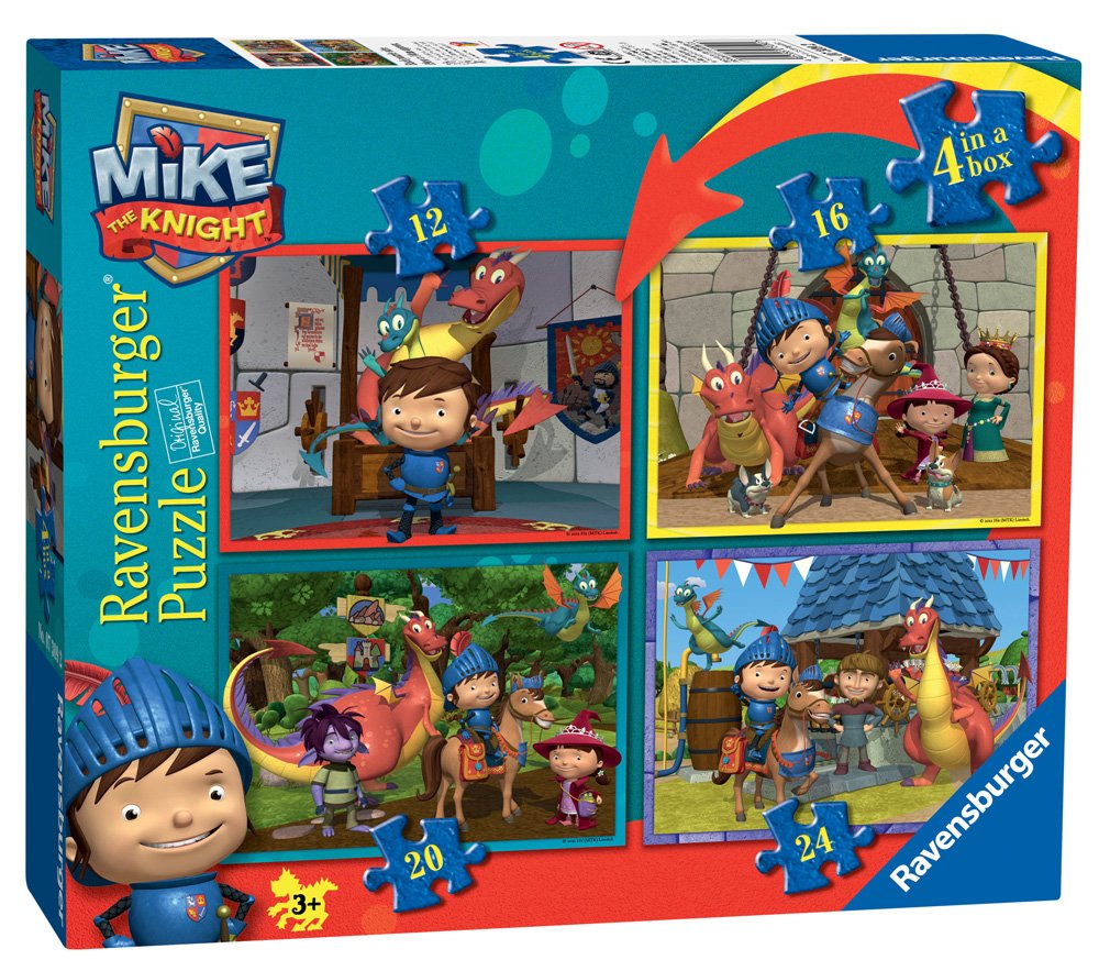 Ravensburger Mike The Knight: Life with Mike Puzzle, 12, 16, 20 and 24 Piece Jigsaw Puzzles for Kids - Every Piece is Unique, Pieces Fit Together Perfectly