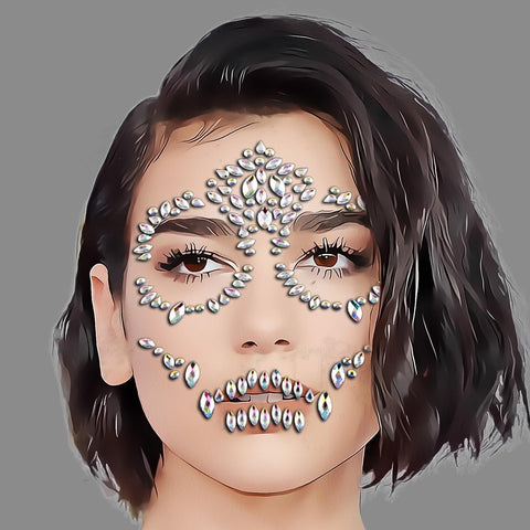 Halloween Face Jewels Stickers Sugar Skull Face Gems Stickers Day of The Dead Face Rhinestone Crystals Stickers Festival Rave Temporary Tattoos Face Gems Stick on for Halloween Cosplay Party