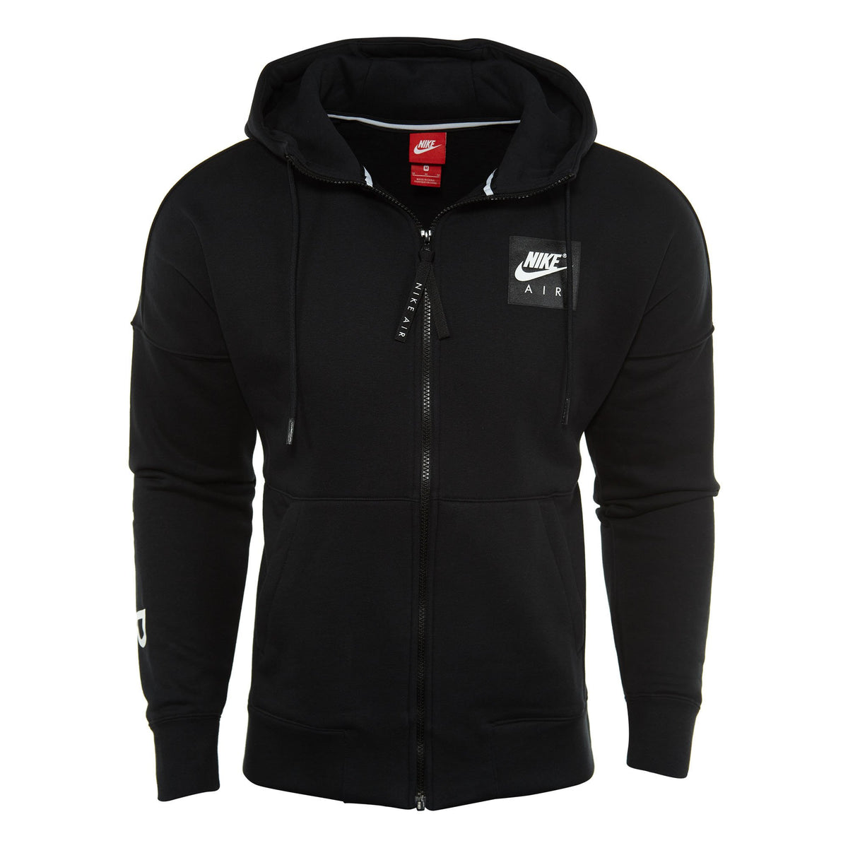 NIKE M NSW Air FZ Flc, Men's Hooded Sweatshirt, Men's, M Nsw Air Fz Flc, Nero/Nero/Nero/Bianco, Medium