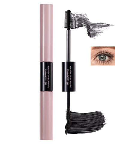 Black Waterproof Mascara & Lash Primer, 2-In-1 Curling Eyelash Mascara & Lengthening Mascara Primer with Silk Fiber, Mascara Black Volume and Length, Lash Lift with Up to 16H Wear Prime Mascara Makeup