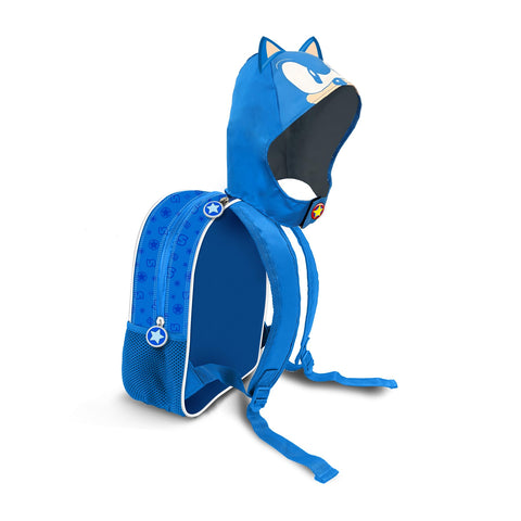 Sega-Sonic Classic-Hooded Backpack, Blue, 26 x 31 cm, Capacity 8.5 L