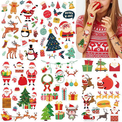 Temporary Tattoo for Kids Adults, 400 PCS Xmas Waterproof Body Stickers, Face Fake Tattoos Kit, Cute Tattoo Decorations, Birthday Party Favor Supplies Decor for Boys Girls Children Holiday Christmas