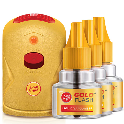 Good Knight Gold Flash Mosquito Repellent Combo Pack (Machine + 3 Refills), 4Pcs