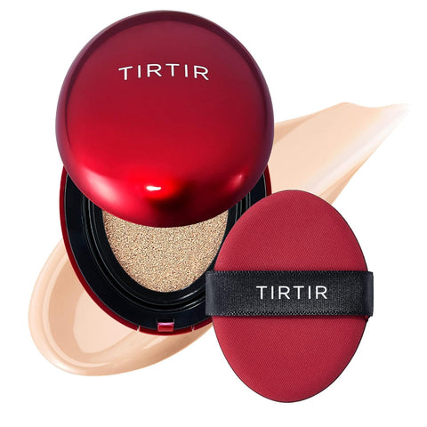 TIRTIR Mask Fit Red Cushion Foundation | Full coverage, Weighless, Skin fit, Satin Glow Finish, Korean cushion foundation (Pack of 1)