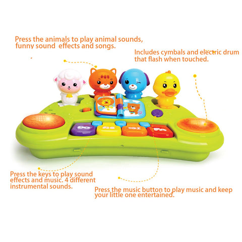 JOYIN Baby Piano Keyboard Music Cute Animal Activity Center Infant Activity Education Toys with Music Lights and Animal Sounds