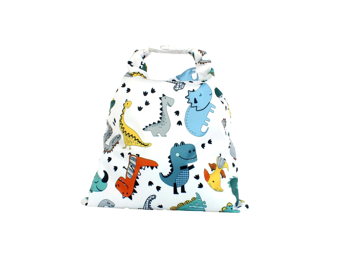 Immaculate Textiles Unisex Baby Wet/Dry Bag with Buckle : Waterproof & Washable : Great for Swimming & Reusable Cloth Nappies (Dinosaurs, 28x40cm)