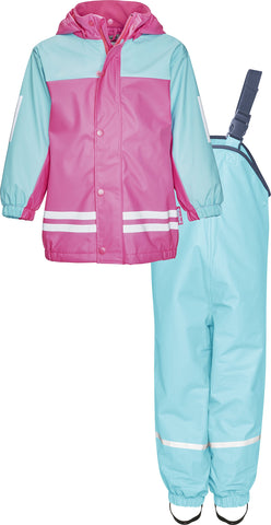 Playshoes Unisex Kids Rain suit with fleece lining 408680, 15 - Turquoise, 140