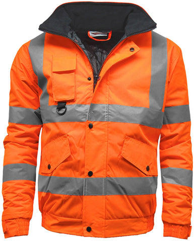 Stromway Mens Waterproof Two Tone Bomber Jacket Hi Vis Visibility Hi Vis Standard Safety Work Wear Orange Medium