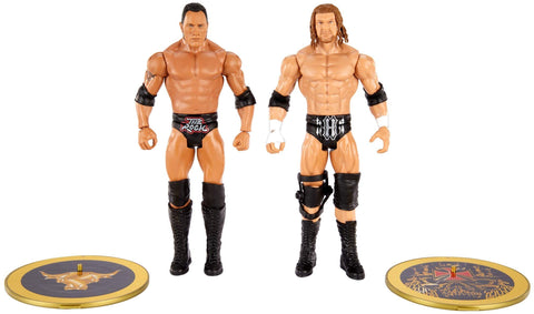 WWE The Rock vs Triple H Championship Showdown 2-Pack 6-in Action Figures Friday Night Smackdown Battle Pack for Ages 6 Years Old & Up