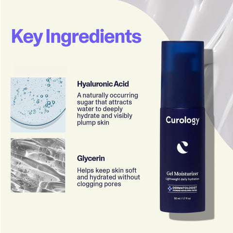 Curology Gel Face Moisturizer, Lightweight Daily Face Lotion with Hyaluronic Acid, Buildable Hydration for All Skin Types, 1.7 fl oz