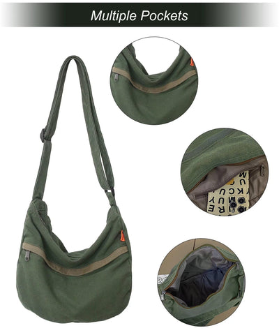 HAN-LBG Crossbody Hobo Bag Men Women, Casual Shoulder Bag with Adjustable Straps Lightweight Messenger Tote Bag for Travel Hiking Work
