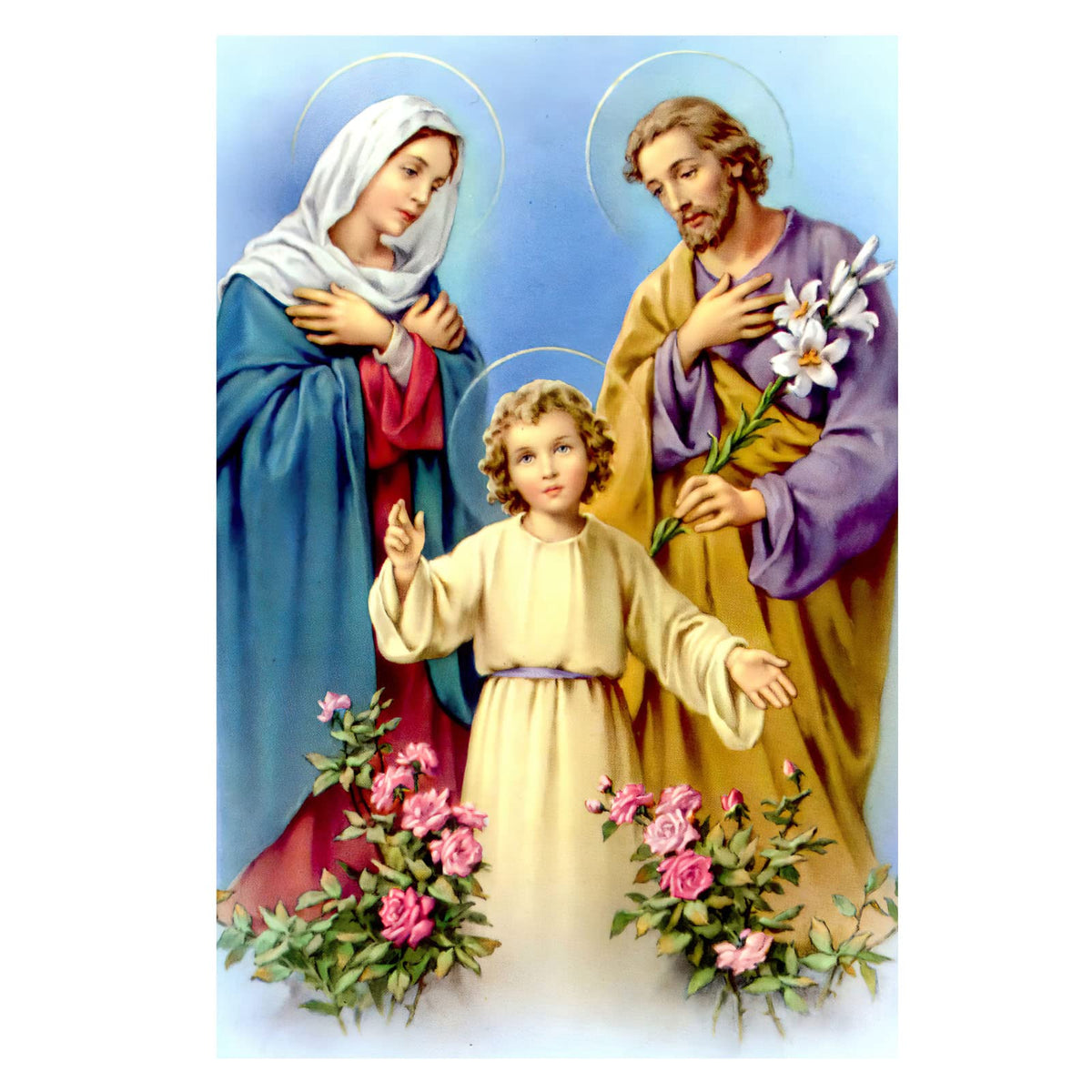 123 Life Christian Holy Family Wall Art Blessed Mother Virgin Mary With Baby Jesus and St Joseph Canvas Print Poster for Living Room Bedroom No Frame(12x18in/30x45cm)