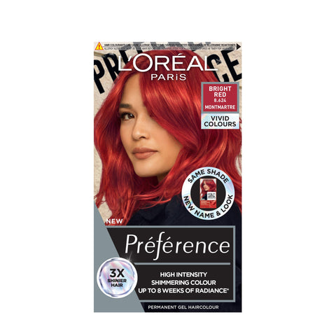 LOrÃƒÆ’Ã†â€™Ãƒâ€ Ã¢â‚¬â„¢ÃƒÆ’Ã¢â‚¬Â ÃƒÂ¢Ã¢â€šÂ¬Ã¢â€žÂ¢ÃƒÆ’Ã†â€™ÃƒÂ¢Ã¢â€šÂ¬Ã…Â¡ÃƒÆ’Ã¢â‚¬Å¡Ãƒâ€šÃ‚Â©al Paris Permanent Hair Colour, Long-Lasting Shine And Intense Colour, For Up To 8 Weeks, Preference Vivids (Colorista), Bright Red 8.624, X1 Pack