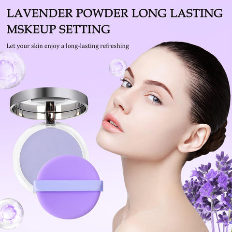 Chillab Lavender Matte Powder,Lavender Jelly Pressed Powder Matte Powder Oil Control,Chillab Polvo Compacto with Mini Powder Puff for Silky Blurring Oil Control Long-Lasting Makeup(2PCS) (1PCS)