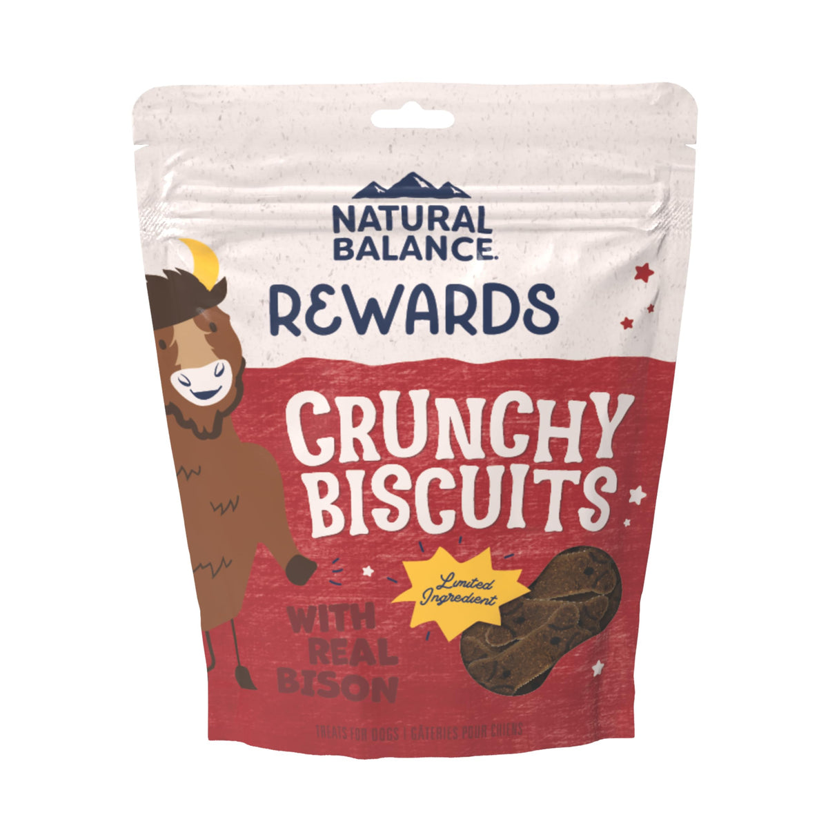 Natural Balance Limited Ingredient Rewards Crunchy Biscuits, Grain-Free Dog Treats for Adult Dogs of All Breeds, Sweet Potato & Bison Recipe, 14 Ounce (Pack of 1)