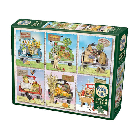 Cobble Hill 1000 Piece Puzzle - Farmer's Market Trucks - Sample Poster Included