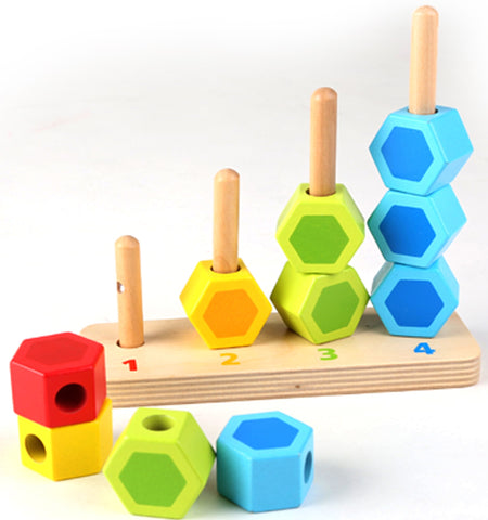 Hape Counting Stacker Toddler Wooden Stacking Block Set