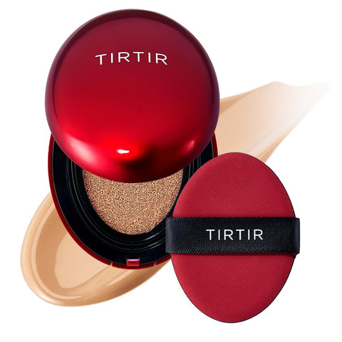 TIRTIR Mask Fit Red Cushion Foundation | Full coverage, Weighless, Skin fit, Satin Glow Finish, Korean cushion foundation (Pack of 1)