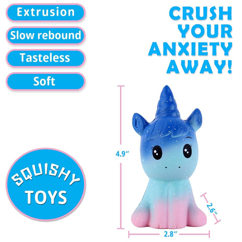 Anboor 4.9 Inches Squishies Unicorn Galaxy Kawaii Soft Slow Rising Scented Animal Squishies Stress Relief Kids Toys Children's Day Gift (Galaxy)