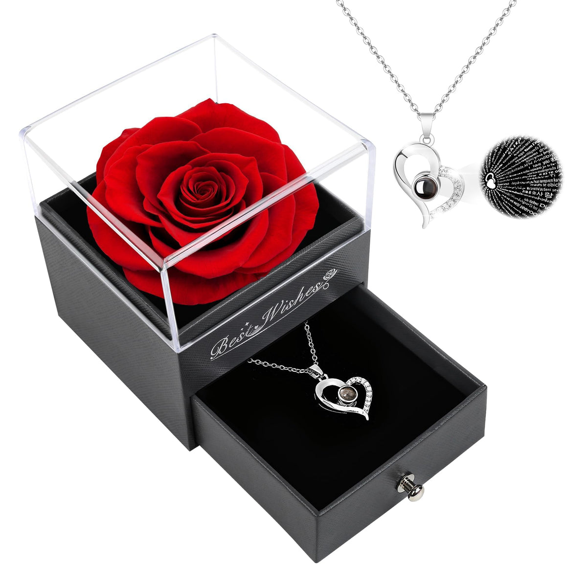 Valentines Day Rose Gifts for Her,Birthday Gifts for Women,Red Preserved Flowers Rose Gifts for Mum,Women Rose Gifts for Valentines Day,Real Rose Fresh Flower with Necklace for Wife,Mum,Anniversary