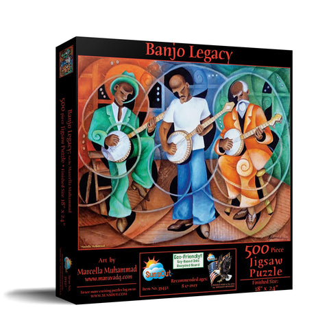 SUNSOUT INC - Banjo Legacy - 500 pc Jigsaw Puzzle by Artist: Marcella Muhammad - Finished Size 18" x 24" - MPN# 39432